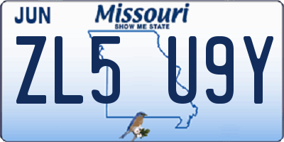 MO license plate ZL5U9Y
