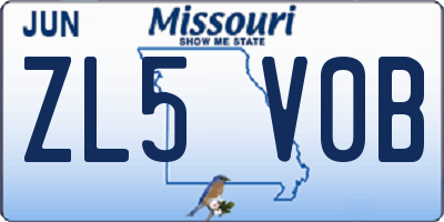 MO license plate ZL5V0B