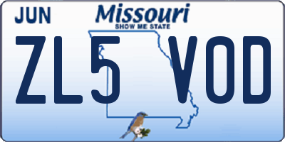 MO license plate ZL5V0D