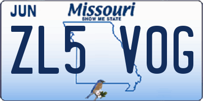 MO license plate ZL5V0G