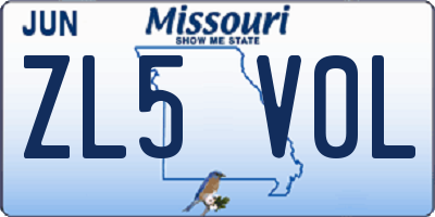 MO license plate ZL5V0L