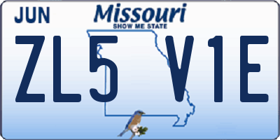 MO license plate ZL5V1E
