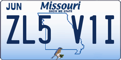 MO license plate ZL5V1I
