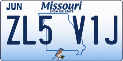 MO license plate ZL5V1J