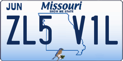 MO license plate ZL5V1L