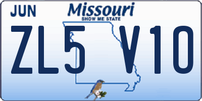 MO license plate ZL5V1O