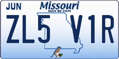 MO license plate ZL5V1R