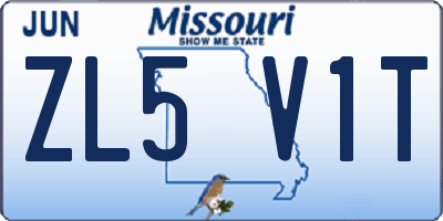 MO license plate ZL5V1T