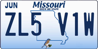 MO license plate ZL5V1W