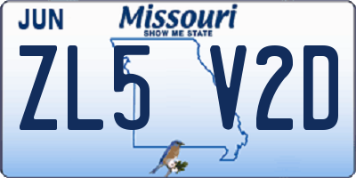 MO license plate ZL5V2D
