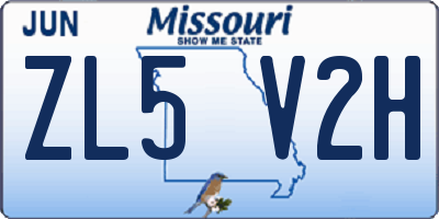 MO license plate ZL5V2H