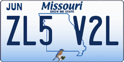 MO license plate ZL5V2L