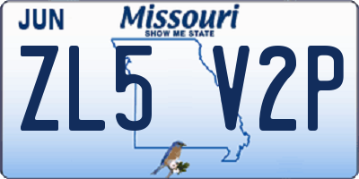 MO license plate ZL5V2P