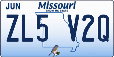 MO license plate ZL5V2Q