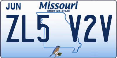 MO license plate ZL5V2V