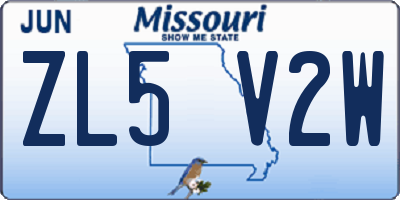 MO license plate ZL5V2W