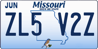 MO license plate ZL5V2Z