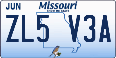 MO license plate ZL5V3A
