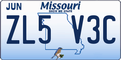 MO license plate ZL5V3C
