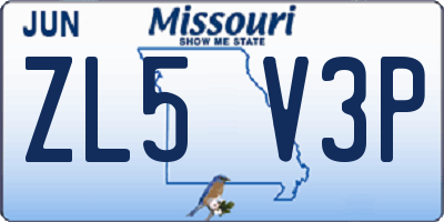 MO license plate ZL5V3P
