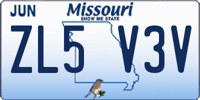 MO license plate ZL5V3V