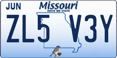 MO license plate ZL5V3Y