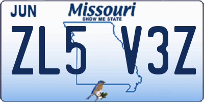 MO license plate ZL5V3Z