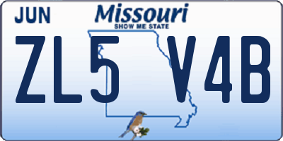 MO license plate ZL5V4B
