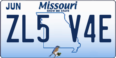 MO license plate ZL5V4E