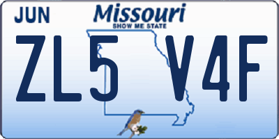 MO license plate ZL5V4F
