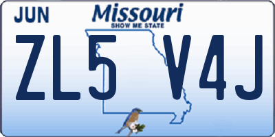 MO license plate ZL5V4J