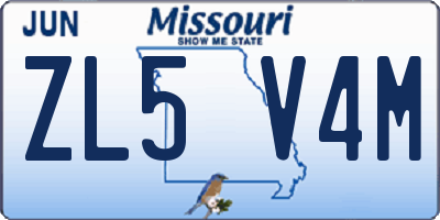 MO license plate ZL5V4M