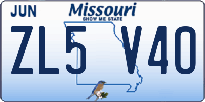 MO license plate ZL5V4O