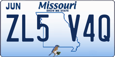 MO license plate ZL5V4Q