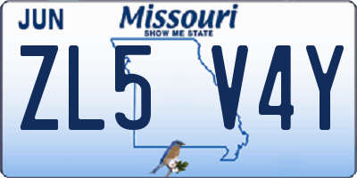 MO license plate ZL5V4Y