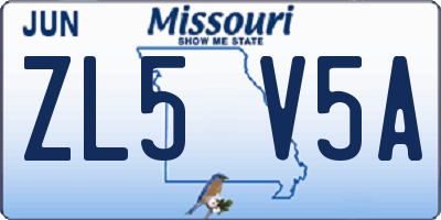 MO license plate ZL5V5A