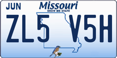 MO license plate ZL5V5H