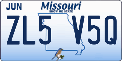 MO license plate ZL5V5Q