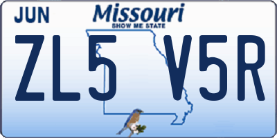 MO license plate ZL5V5R