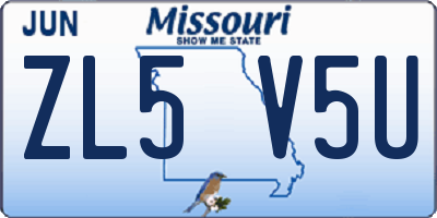 MO license plate ZL5V5U