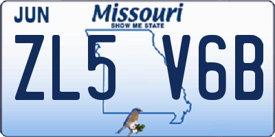 MO license plate ZL5V6B