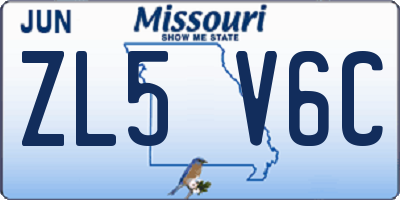 MO license plate ZL5V6C
