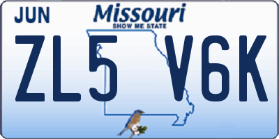MO license plate ZL5V6K