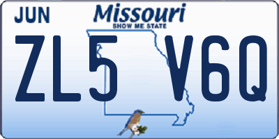 MO license plate ZL5V6Q