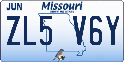 MO license plate ZL5V6Y