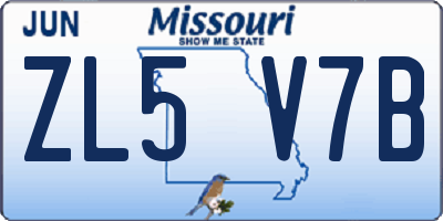 MO license plate ZL5V7B
