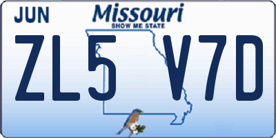 MO license plate ZL5V7D