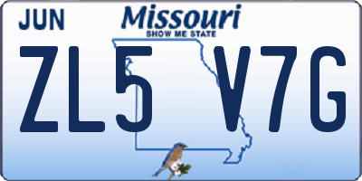 MO license plate ZL5V7G