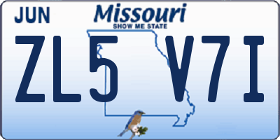 MO license plate ZL5V7I