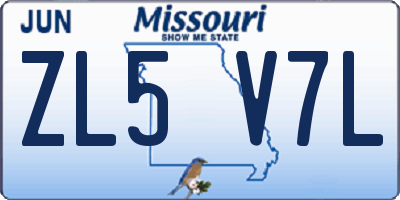 MO license plate ZL5V7L